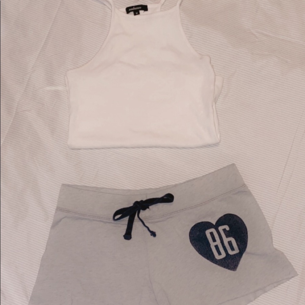 Pink gray pajama shorts